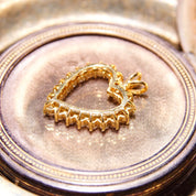 Vintage 14K Gold Open Heart Brilliant Diamond Pendant, 21 Dazzling Diamonds, 2.1 TCW, Yellow Gold Heart Pendant, 1 1/8 L