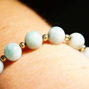 Vintage 14K Gold Jade Bead Bracelet, Light Green Jade, Single Strand, Yellow Gold Bead Spacers & Clasp, 585 Jewelry, 7 3/4 L