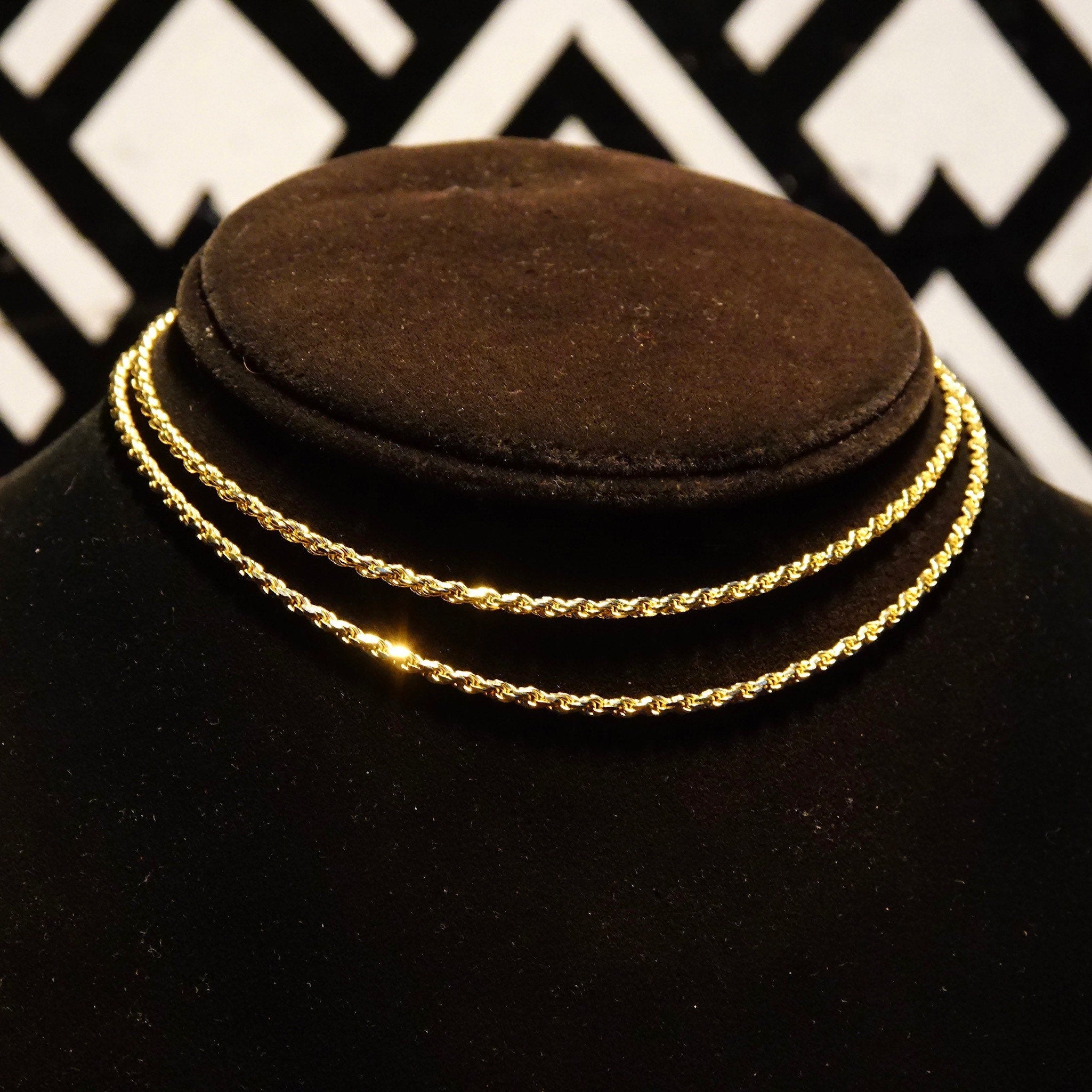 Vintage 14K Yellow Gold Rope Chain Necklace, Unisex Yellow Gold Chain, 2.5mm Rope Chain, 14K Pendant Rope Chain, 585 Jewelry, 24" Long
