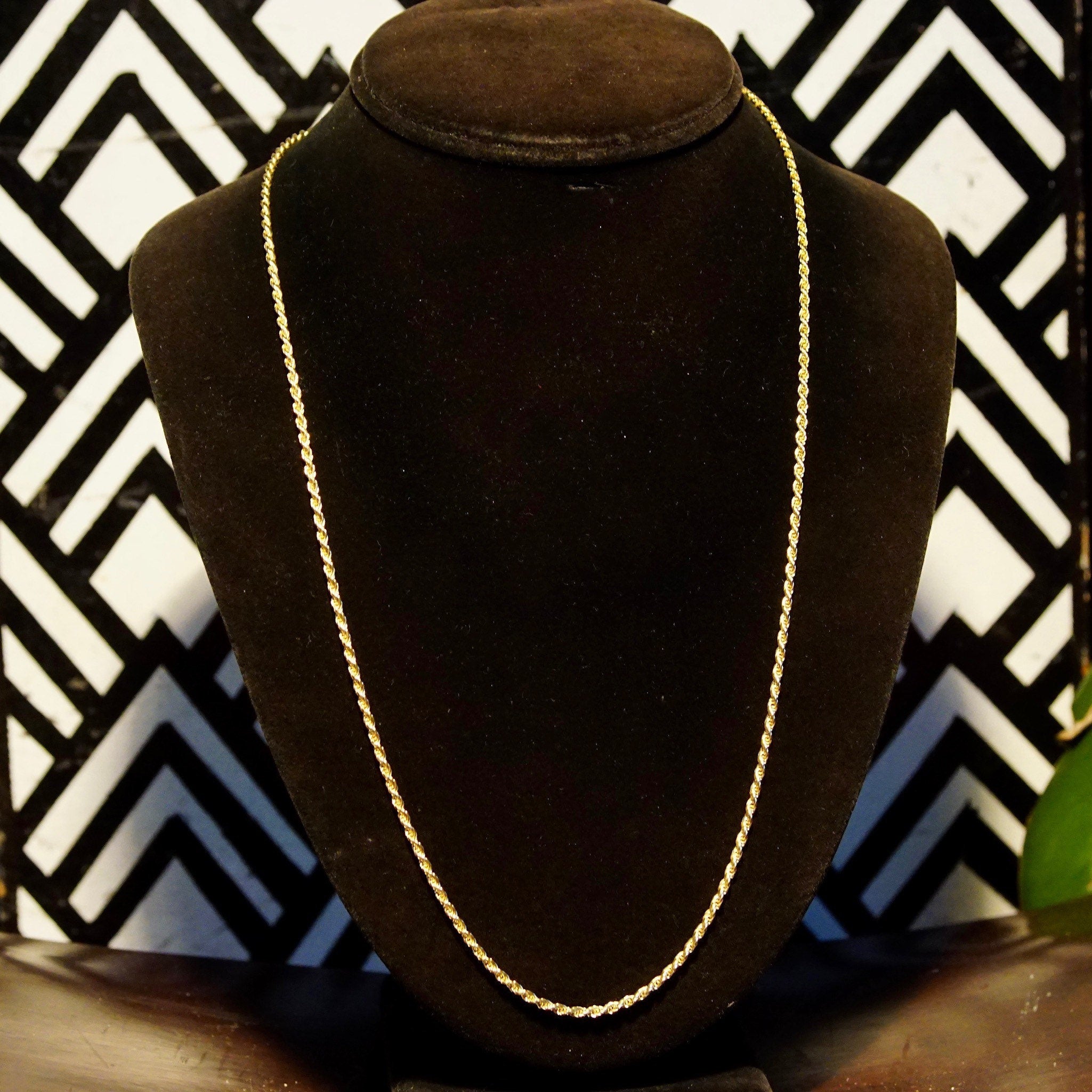 Vintage 14K Yellow Gold Rope Chain Necklace, Unisex Yellow Gold Chain, 2.5mm Rope Chain, 14K Pendant Rope Chain, 585 Jewelry, 24" Long