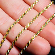 Vintage 14K Yellow Gold Rope Chain Necklace, Unisex Yellow Gold Chain, 2.5mm Rope Chain, 14K Pendant Rope Chain, 585 Jewelry, 24" Long