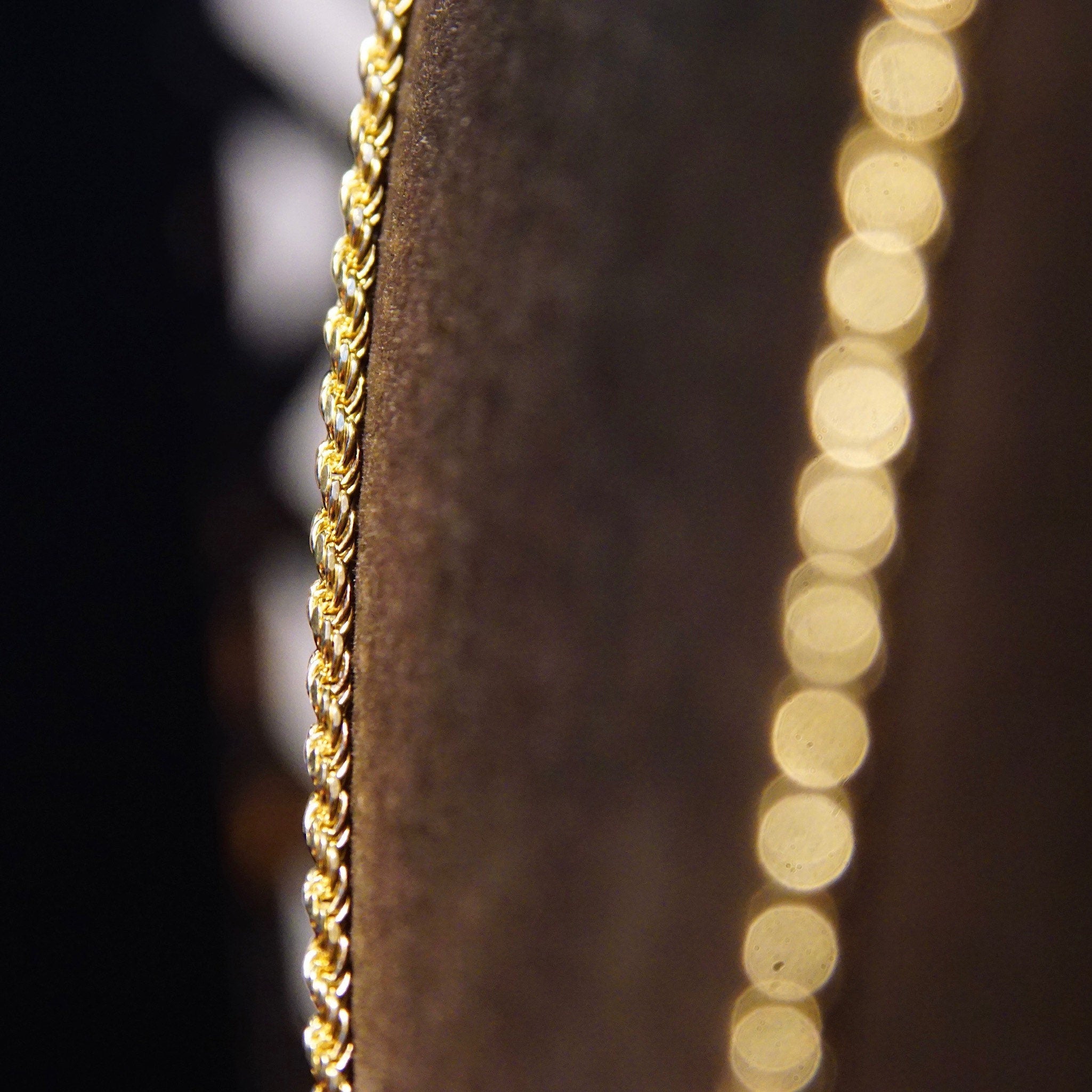 Vintage 14K Yellow Gold Rope Chain Necklace, Unisex Yellow Gold Chain, 2.5mm Rope Chain, 14K Pendant Rope Chain, 585 Jewelry, 24" Long