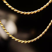 Vintage 14K Yellow Gold Rope Chain Necklace, Unisex Yellow Gold Chain, 2.5mm Rope Chain, 14K Pendant Rope Chain, 585 Jewelry, 24" Long