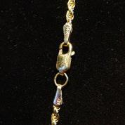 Vintage 14K Yellow Gold Rope Chain Necklace, Unisex Yellow Gold Chain, 2.5mm Rope Chain, 14K Pendant Rope Chain, 585 Jewelry, 24" Long
