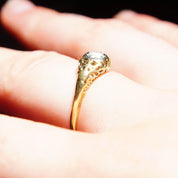 Vintage Art Deco 14K Gold Filigree Diamond Ring, Dazzling .25 CT Brilliant Cut Diamond, Antique Engagement Ring, 585 Yellow Gold, Size 8 US