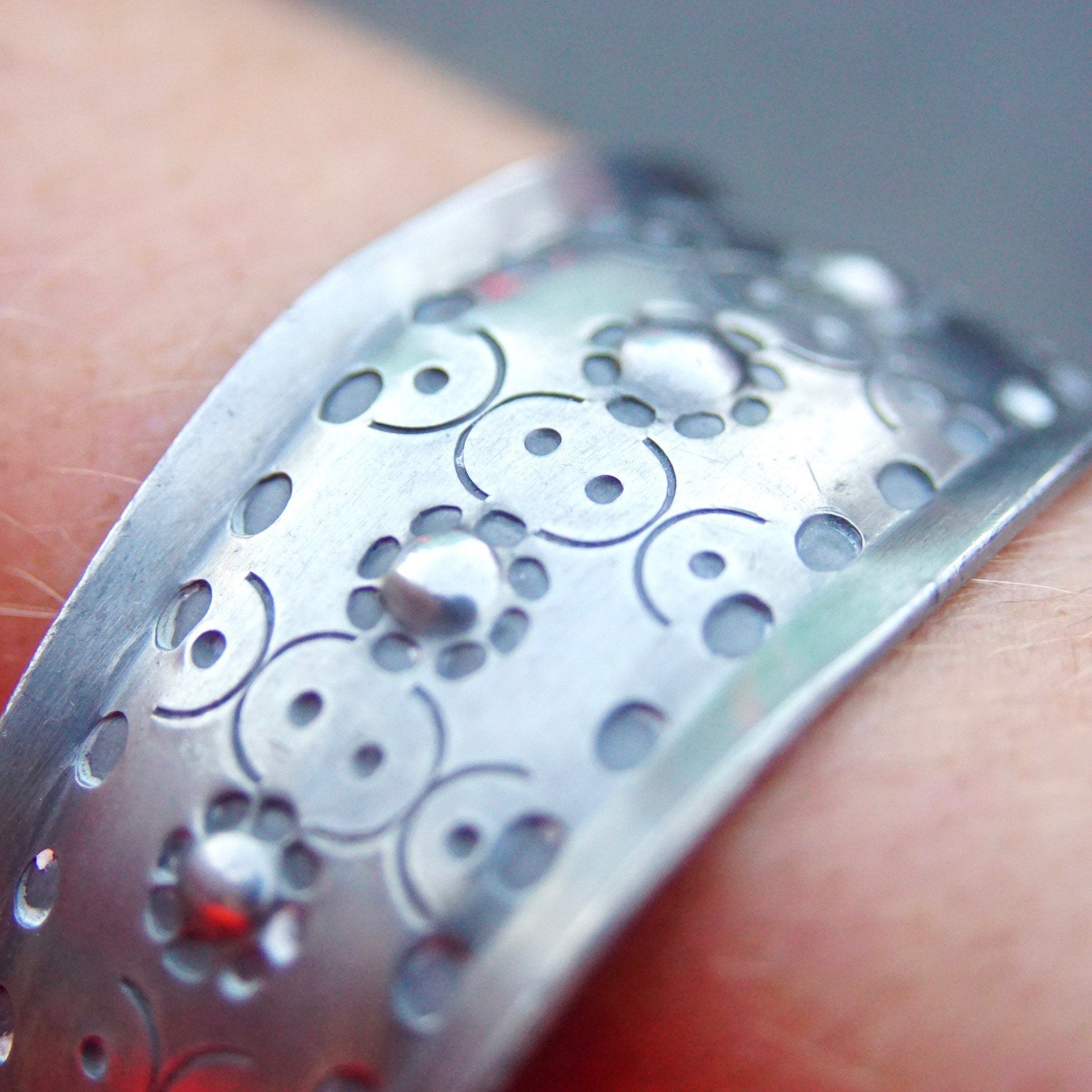 Vintage Signed Jorgen Jensen 158 Pewter Cuff Bracelet, Handmade Danish Pewter Cuff, Modernist Repousse Cuff Bracelet, Wide, 6 1/4 L