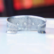 Vintage Signed Jorgen Jensen 158 Pewter Cuff Bracelet, Handmade Danish Pewter Cuff, Modernist Repousse Cuff Bracelet, Wide, 6 1/4 L