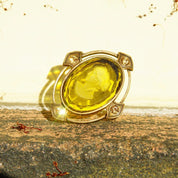 Vintage Extasia Hand Pressed Glass Intaglio Cameo Drop Earrings, Transparent Yellow Glass Cameos, French Hook Earrings, Signed EXT, 7/8 L