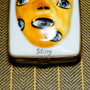 Rare Limited Edition Dubarry France Limoges Porcelain Sting Masks Trinket Box #245, Designed By Sting, Abstract Painted Face, 3 3/4 L