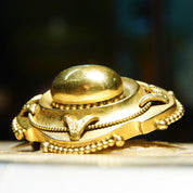 Vintage Ornate Gold Oval Dome Sash Pin, Chunky 3-D Gold Brooch, Intricate Layered Details, Symmetrical Design, 1 3/4" L