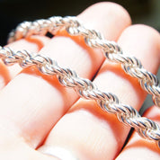 Vintage Sterling Silver Rope Chain Necklace, Unisex Chain, 5.5mm Heavy Silver Rope Chain, 925 Jewelry, 24 1/4 L