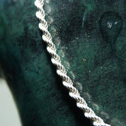 Vintage Sterling Silver Rope Chain Necklace, Unisex Chain, 5.5mm Heavy Silver Rope Chain, 925 Jewelry, 24 1/4 L
