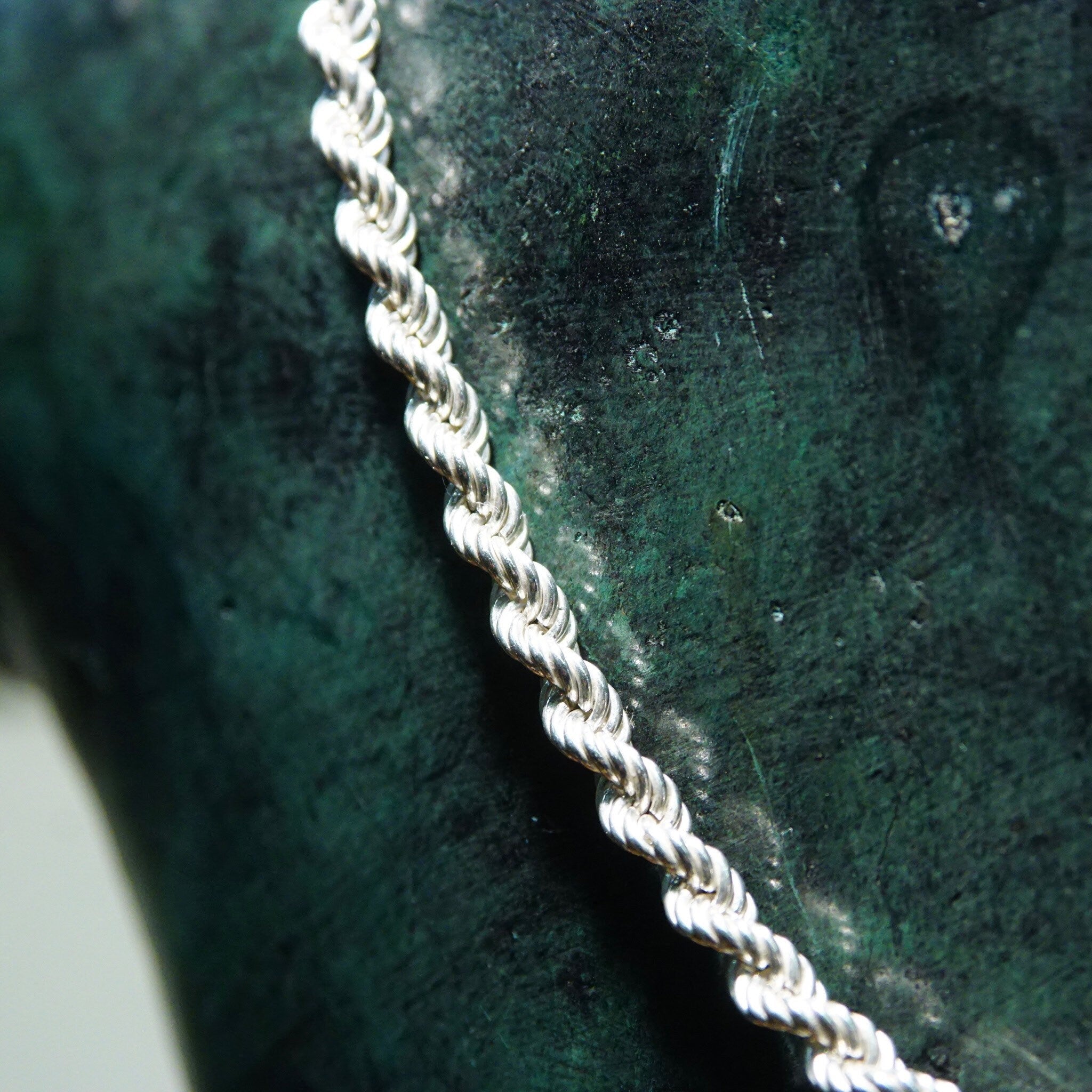 Vintage Sterling Silver Rope Chain Necklace, Unisex Chain, 5.5mm Heavy Silver Rope Chain, 925 Jewelry, 24 1/4 L