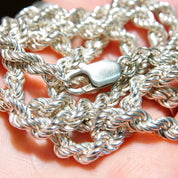 Vintage Sterling Silver Rope Chain Necklace, Unisex Chain, 5.5mm Heavy Silver Rope Chain, 925 Jewelry, 24 1/4 L