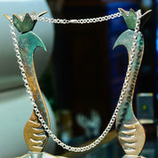 Vintage Sterling Silver Rolo Chain, 1/4 Interlocking Bead Links, Heavy Silver Chain, Long Bead Necklace, Unisex Jewelry, 23 3/4 L