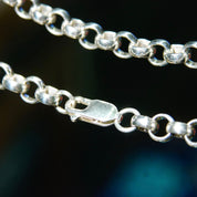Vintage Sterling Silver Rolo Chain, 1/4 Interlocking Bead Links, Heavy Silver Chain, Long Bead Necklace, Unisex Jewelry, 23 3/4 L