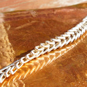 Vintage TAXCO Modernist Heavy Sterling Silver Foxtail Chain, Massive Chain Necklace With Interlocking V-Links, Chunky, Unisex, 24 L