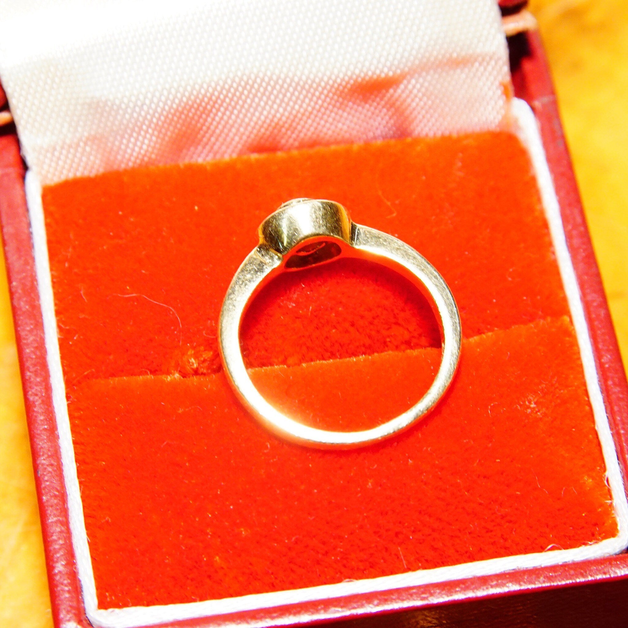 Vintage Minimalist 14K Yellow Gold Diamond Halo Ring, Solitaire Diamond Ring, .125 CT Brilliant Diamond, Stackable Gold Ring, Size 4 3/4 US