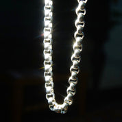Vintage Sterling Silver Rolo Chain, 1/4 Open Circle Links, Large Silver Spring Ring Clasp, Heavy Sterling Chain, Unisex, 18 1/4" L