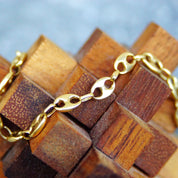 Vintage 14K Yellow Gold Mariner Chain Bracelet, 1/4" Double Loop Links, Modernist Gold Bracelet, 585 Jewelry, 6 3/4" L