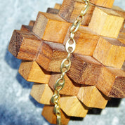 Vintage 14K Yellow Gold Mariner Chain Bracelet, 1/4" Double Loop Links, Modernist Gold Bracelet, 585 Jewelry, 6 3/4" L