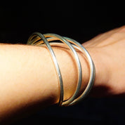 Vintage Modernist Sterling Silver Spiral Cuff Bracelet, 3D Wire Wrist Wrap, Abstract, Chunky 925 Cuff, 6 L