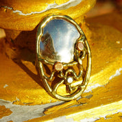 Vintage Brutalist Liquid Metal Brooch Pin, Artisan 3-Tone Silver Gold & Copper Brooch, Modernist, Hallmarked DRATE, Made In Spain, 2 1/8" L