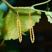 Vintage Gold Plated Rope Chain Dangle Earrings, Yellow Gold Loose Hoop Earrings, French Hooks, 2mm Gold Rope Chain Earrings, 2 1/4" L
