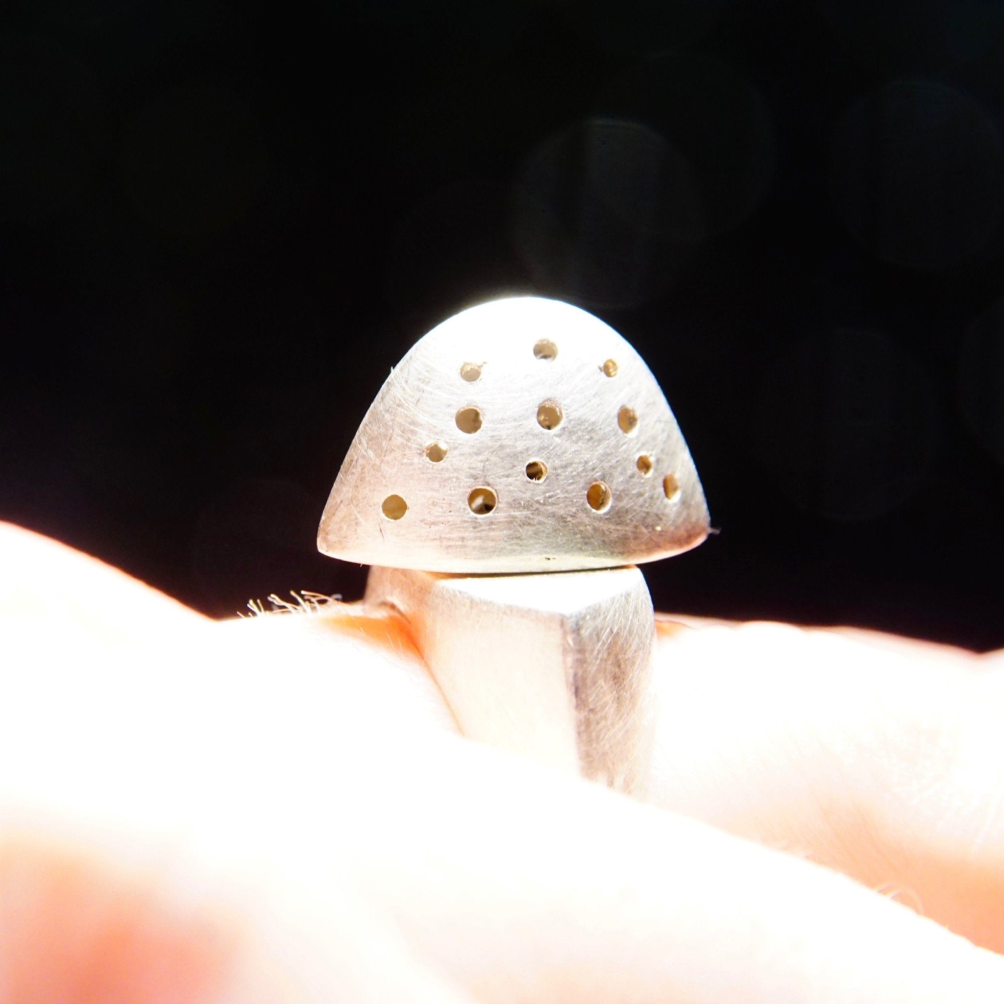 Vintage Experimental Modernist Sterling Silver Pierced Dome Ring, Two-Piece Movable Ring With Screwable Cap, One Of One, Size 7 3/4 US