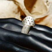 Vintage Experimental Modernist Sterling Silver Pierced Dome Ring, Two-Piece Movable Ring With Screwable Cap, One Of One, Size 7 3/4 US