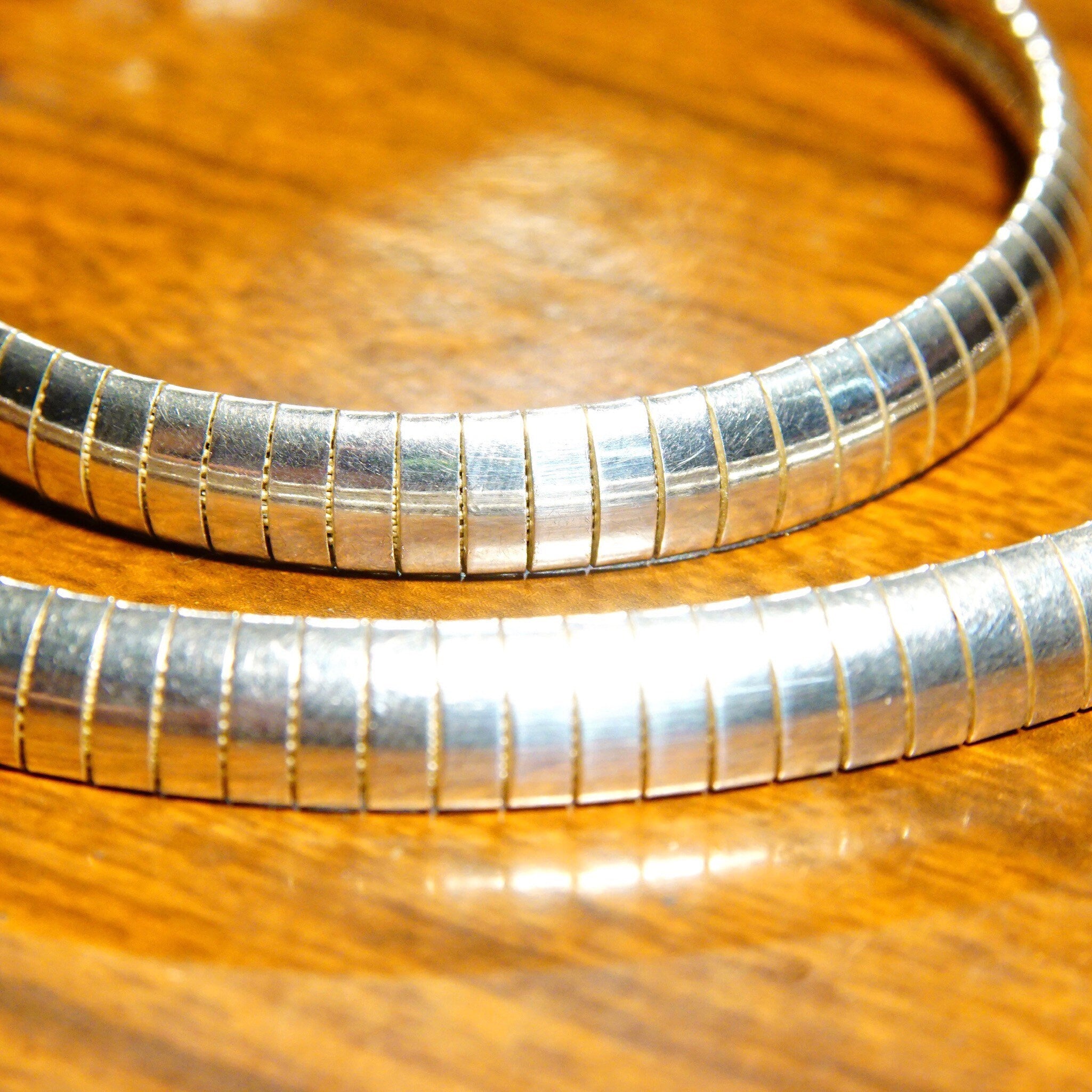 Vintage Sterling Silver Omega Collar Necklace, Modernist Choker, 7.25 Omega Link Chain, Lobster Claw Clasp, Italy 925 Jewelry, 16 1/4" Long