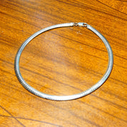 Vintage Sterling Silver Omega Collar Necklace, Modernist Choker, 7.25 Omega Link Chain, Lobster Claw Clasp, Italy 925 Jewelry, 16 1/4" Long