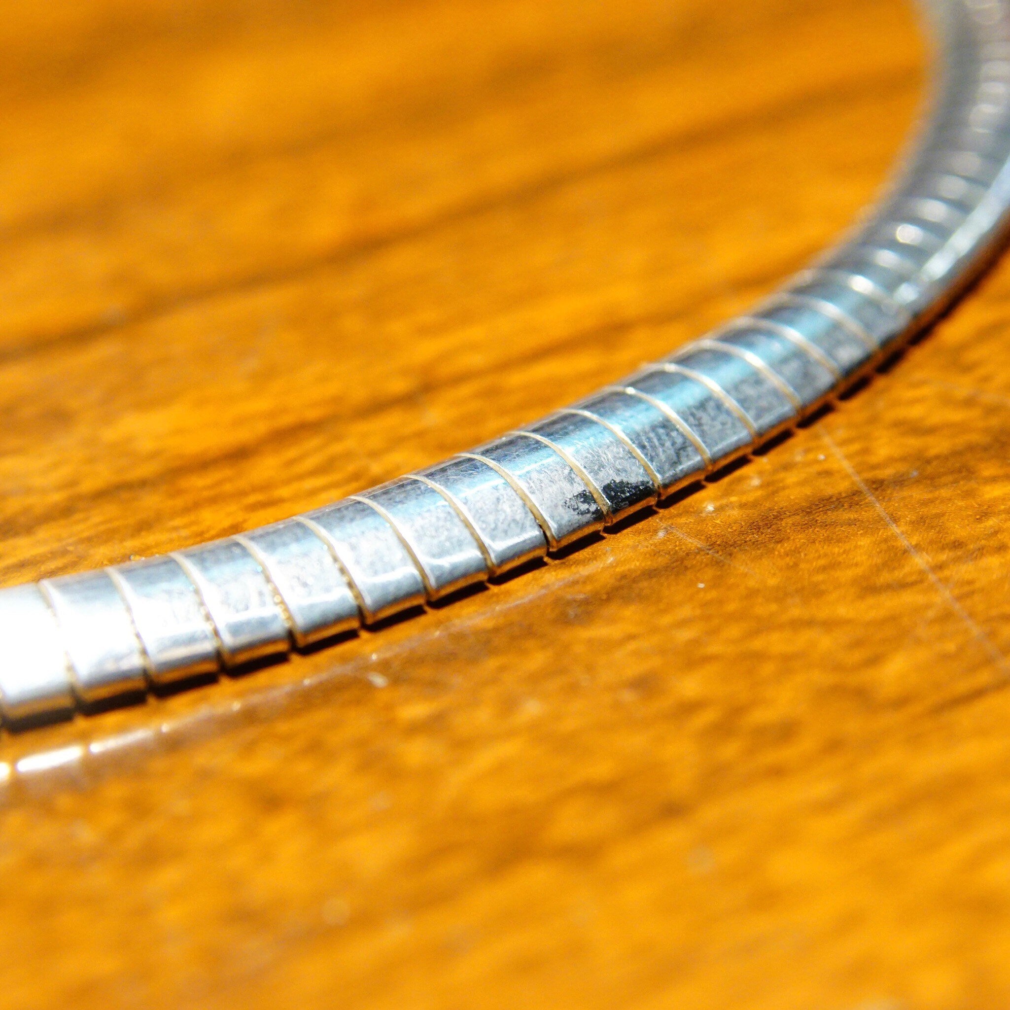 Vintage Sterling Silver Omega Collar Necklace, Modernist Choker, 7.25 Omega Link Chain, Lobster Claw Clasp, Italy 925 Jewelry, 16 1/4" Long