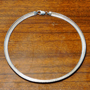Vintage Sterling Silver Omega Collar Necklace, Modernist Choker, 7.25 Omega Link Chain, Lobster Claw Clasp, Italy 925 Jewelry, 16 1/4" Long