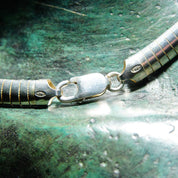 Vintage Sterling Silver Omega Collar Necklace, Modernist Choker, 7.25 Omega Link Chain, Lobster Claw Clasp, Italy 925 Jewelry, 16 1/4" Long