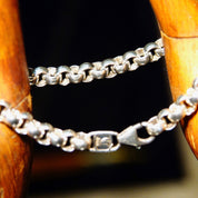 Vintage .999 Fine Silver Rolo Link Bracelet, 1/4" Round Links, Heavy Silver Chain Bracelet, USA .999, 8 1/4" L