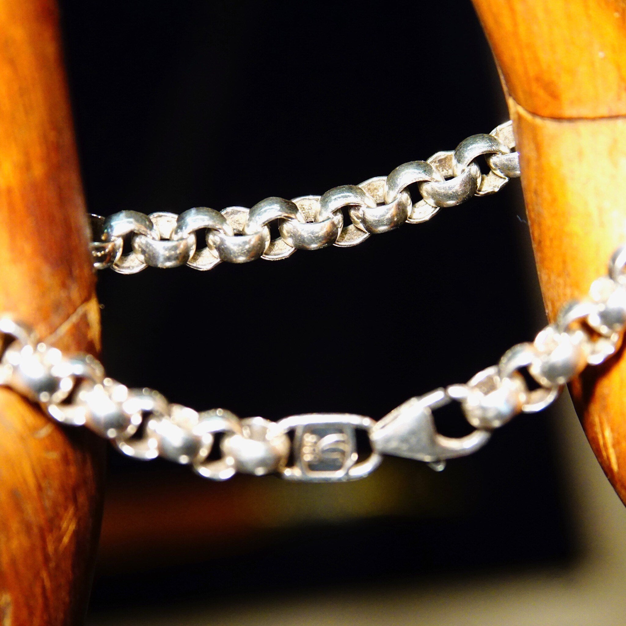 Vintage .999 Fine Silver Rolo Link Bracelet, 1/4" Round Links, Heavy Silver Chain Bracelet, USA .999, 8 1/4" L