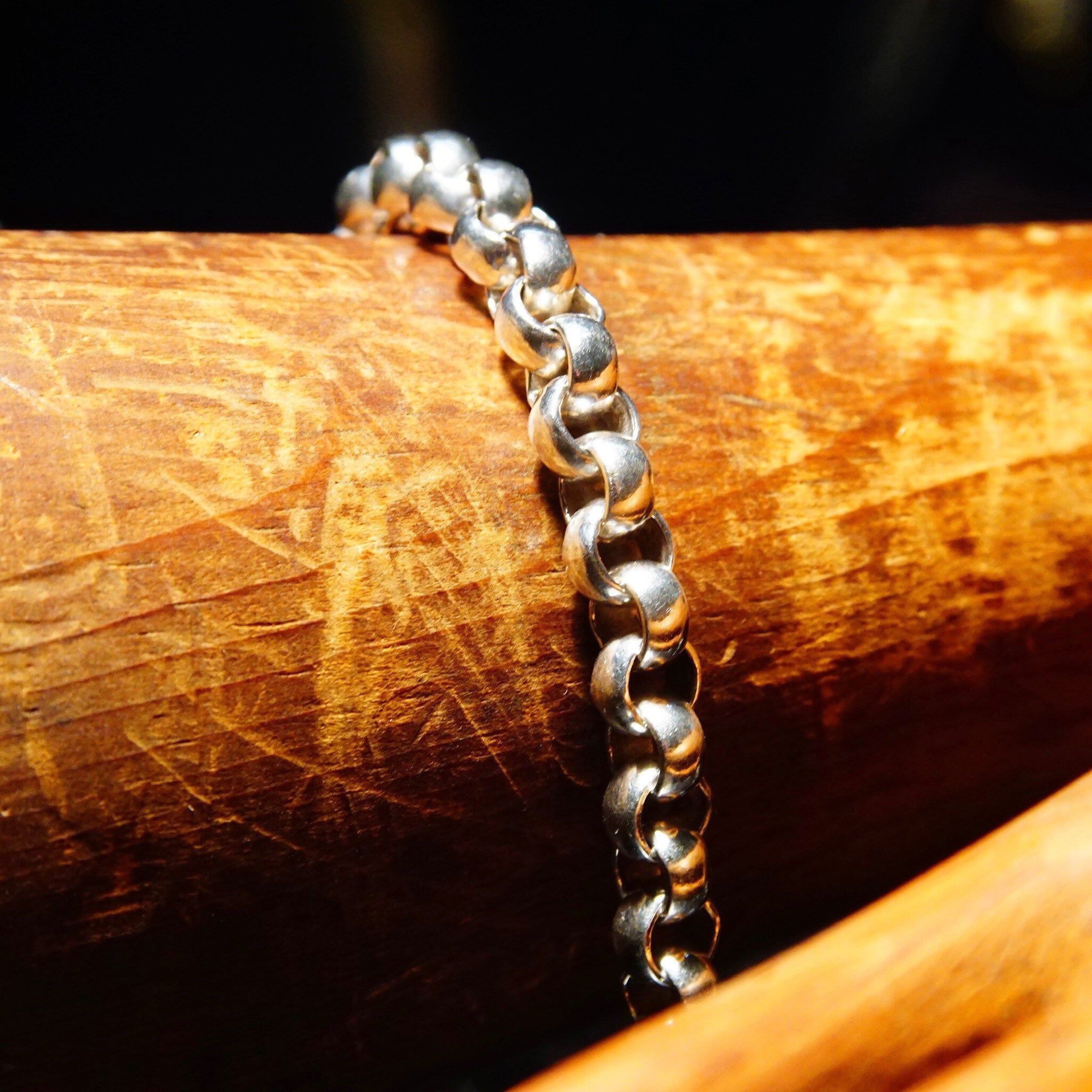 Vintage .999 Fine Silver Rolo Link Bracelet, 1/4" Round Links, Heavy Silver Chain Bracelet, USA .999, 8 1/4" L