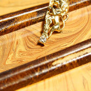 Vintage 14K Gold Diamond Accent Lion Charm, .13 CT Brilliant Diamond, Petite Yellow Gold Lion Pendant, 585 Jewelry, 28mm x 11mm