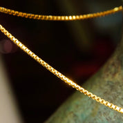 Vintage 18K Yellow Gold Box Chain Necklace Made In France, 1.75mm Gold Box Link Chain, Solid Gold Chain, 750 Jewelry, Unisex, 19 7/8" Long