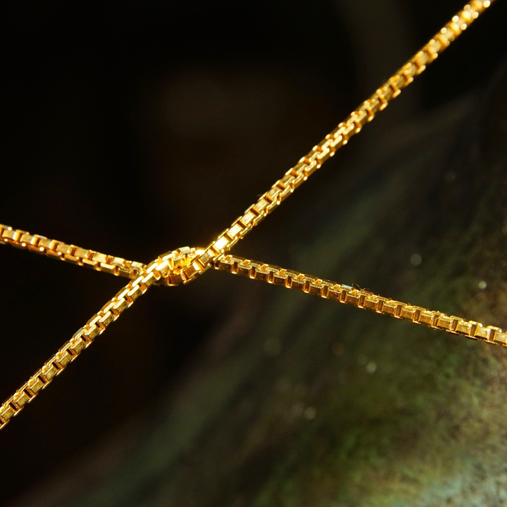 Vintage 18K Yellow Gold Box Chain Necklace Made In France, 1.75mm Gold Box Link Chain, Solid Gold Chain, 750 Jewelry, Unisex, 19 7/8" Long
