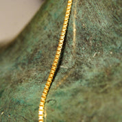 Vintage 18K Yellow Gold Box Chain Necklace Made In France, 1.75mm Gold Box Link Chain, Solid Gold Chain, 750 Jewelry, Unisex, 19 7/8" Long