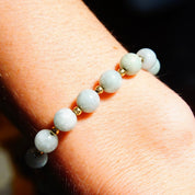 Vintage 14K Gold Jade Bead Bracelet, Light Green Jade, Single Strand, Yellow Gold Bead Spacers & Clasp, 585 Jewelry, 7 3/4 L
