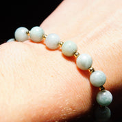 Vintage 14K Gold Jade Bead Bracelet, Light Green Jade, Single Strand, Yellow Gold Bead Spacers & Clasp, 585 Jewelry, 7 3/4 L