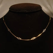Vintage Italian 14K Gold Filigree Station Necklace, Elegant Yellow Gold Chain, Feminine Gold Chain, 585 Jewelry, 18 1/4" L
