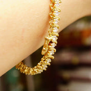 Vintage 14K Gold Diamond 'S' Tennis Bracelet, 40 Brilliant Diamonds, 5 TCW, Accent Gold Link Design, Elegant Diamond Bracelet, 7 1/2" L