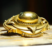 Vintage Ornate Gold Oval Dome Sash Pin, Chunky 3-D Gold Brooch, Intricate Layered Details, Symmetrical Design, 1 3/4" L