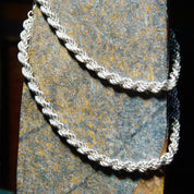 Vintage Sterling Silver Rope Chain Necklace, Unisex Chain, 5.5mm Heavy Silver Rope Chain, 925 Jewelry, 24 1/4 L