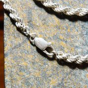 Vintage Sterling Silver Rope Chain Necklace, Unisex Chain, 5.5mm Heavy Silver Rope Chain, 925 Jewelry, 24 1/4 L