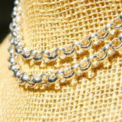 Vintage Sterling Silver Rolo Chain, 1/4 Interlocking Bead Links, Heavy Silver Chain, Long Bead Necklace, Unisex Jewelry, 23 3/4 L